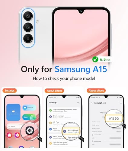 FNTCASE for Galaxy A15 5G Phone Case, Screen Protector, Light Pink - Image 2