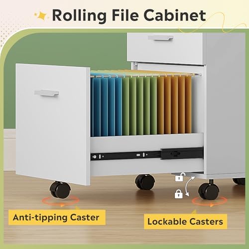 DEVAISE 3 Drawer Wood File Cabinet, Under Desk Filing Cabinet, White - Image 6