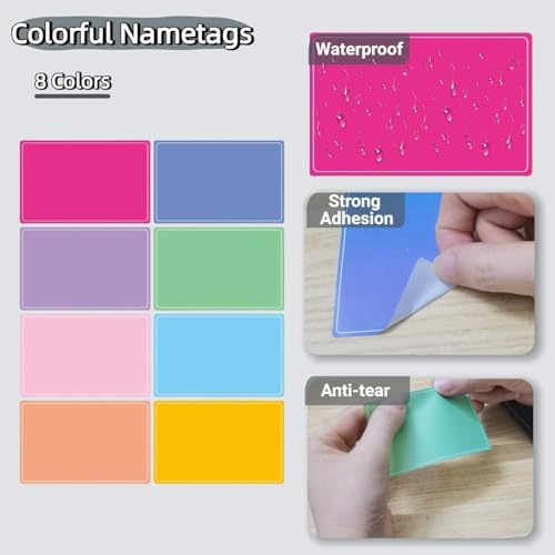 Waterproof Stickers Colorful Name Tags - 8 Colors Name Label Stickers with Pen for School, Classroom, Locker,Kitchen and Office - Image 4