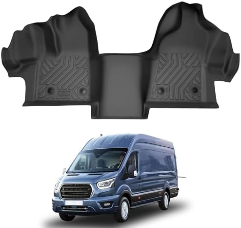 Floor Mats for Ford Transit 2015-2021 150/250/350/350HD w/Carpet Flooring (No Fit Transit Connect), Custom Fit TPE All Weather Floor Liners, 1st Row Transit Accessories by Partzer