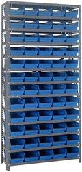 Quantum Storage Systems 1875-104BL Steel Shelving Unit with 4' Shelf Bins, 18' D x 36' W x 75' H, Blue by QuantumStorageSystems