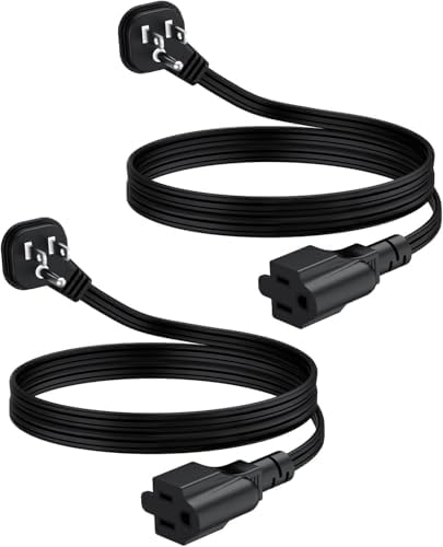 Flat Plug 3Ft Short Extension Cord, 90-Degree Plug Low Profile Power Adapter, 3-Prong Indoor Grounded Small Extension Cord Black 16AWG 13A 1625W 2 Pack by LitStar