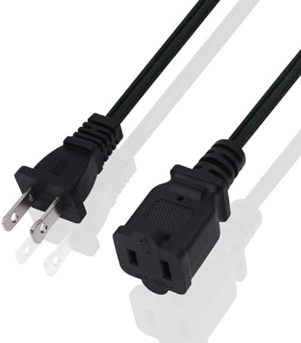 Short Extension Cord 1 FT,US Male/Female Power Cable with 2 Prong NEMA 1-15P to NEMA 1-15R Small Extension Cord Black by Yeatel