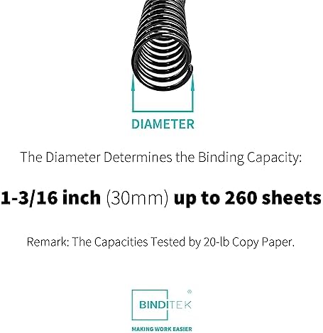 Binditek Plastic Spiral Binding Coils, 30 mm, 4:1 Pitch, Black, 50 Pack - Image 3