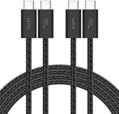 Belkin USB C to USB C 60W Braided Cable 2 Pack, 6.6ft iPhone Charger Cord by Unknown