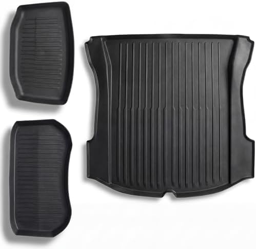 All Weather Cargo Liners for Tesla Model 3 Trunk Mats,Front Frunk and Rear Trunk Tray Mats Protector 2021 2022 2023 Accessories by CYBERBEANS%C2%AE