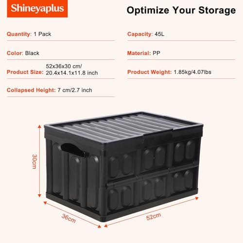 Collapsible Storage Bins,Collapsible Crates Basket (45L 1PK Black) - Image 2
