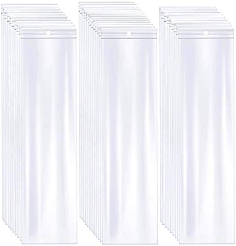 3" x 12" Long Plastic Bags with Hang Hole, 100 PCS, Clear Zipper Bag by Leyhooney