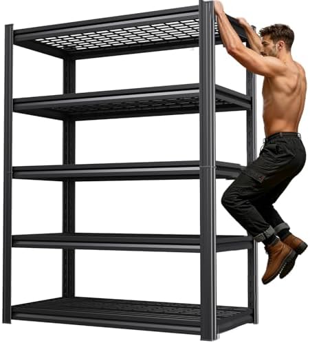 71''H Storage Shelves, Garage Shelving,Adjustable Heavy Duty Shelving Unit,5T Tall Garage Shelves，Metal Standing Shelf Units,Utility Rack For Kitchen Warehouse Industrial Basement 71*35*16 by KORVENA