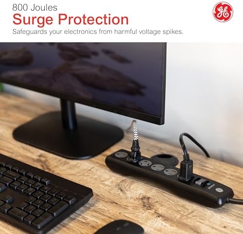 GE Surge Protector Power Strip, 2 Pack, 10 Ft Long Extension Cord - Image 5