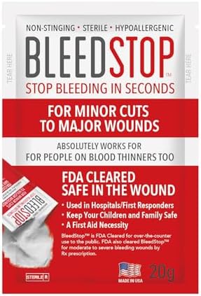 BleedStop™ First Aid Powder for Blood Clotting, Trauma Kit, Blood Thinner Patients, Camping Safety, and Survival Equipment for Moderate to Severe Bleeding Wounds or Nosebleeds - 2 (20g) Pouches - Image 2