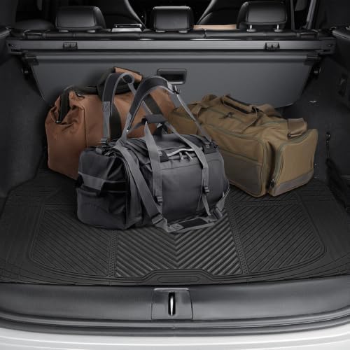 CAR PASS Heavy Duty Rubber Car Mats with Cargo Liner, Deep-Dish Car Floor Mats and Trunk Mat All Weather, Universal Trim-to-Fit for SUVs Trucks Sedans, Waterproof Anti-Slip, Trimmable V12 Black - Image 6