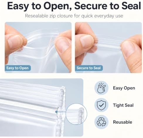 Small Plastic Bags 400 Pack, 1.5 x 2 Inch 2 Mil Thick Clear Small Baggies - Image 4