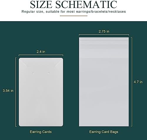 Earring Cards, Set Earring Making Supplies with 100 Pcs Earring Holder Cards 200 Pcs Earring Backs and 100 Jewelry Packaging for Earrings Necklace Jewelry Display, Jewelry Bags 3.5x2.4 Inches (White) - Image 4