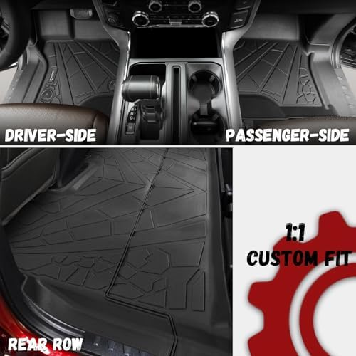 Floor Mats for Ford F150 2015-2026 SuperCrew/Lightning 2022-2026, Custom Fit TPE All Weather Floor Liners, 1st & 2nd Row F150 Car Accessories - Image 3