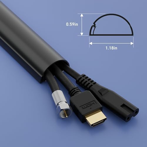 D-Line Half Round Cord Hider, Patented Cable Cover, Hide TV Wall Mount Wires, Raceway for Cords, Decorative Wire Covers, Paintable, Adhesive Cable Concealer - 1x 1.18in W x 0.59in H x 39in L - Black - Image 3