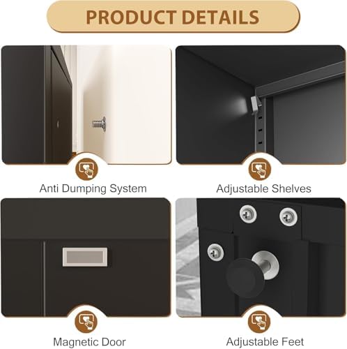 Tall Metal Narrow Bathroom Storage Cabinet 67" H, Tall Black Pantry Cabinets with 4 Adjustable Shelves and 2 Doors for Kitchen, Home Office, Living Room, Dining Room(11.8 inches Wide) - Image 6