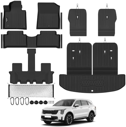 Floor Mat Set for 2021-2026 Kia Sorento Gas 6 Seats/Captain Seat by TongamaAllWeatherFloorMats