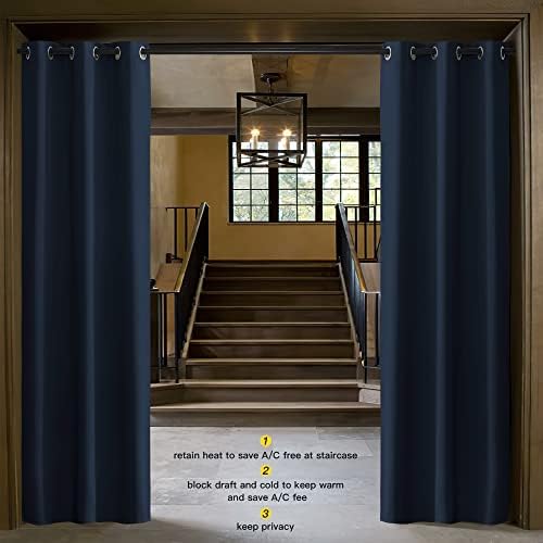 NICETOWN Doorway Curtain Privacy, Door Cover Curtain, Sound Reducing Winter Insulated Thermal Room Darkening Blackout Curtains for Bedroom, 80 inch Length (1 Panel, 2.8ft Wide by 6.7ft Long, Navy) - Image 2