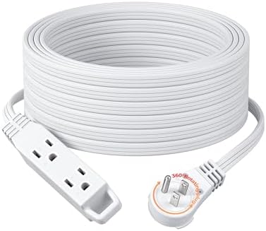 DEWENWILS 360° Rotating Flat Plug Extension Cord 50FT, 3 Grounded Outlets, 13A 1625W Heavy Duty, SPT-3 16/3C, Space Saving Extension Cord, Multiple Wall Outlet Extender for TV, Office, Kitchen by DEWENWILS