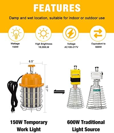LED Temporary Work Light 150W 18000LM 5000K LED Construction Lights - Image 4