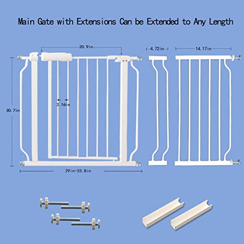 ALLAIBB Extra Wide Pressure Mount Baby Gate Auto Close White Metal Child Dog - Image 6