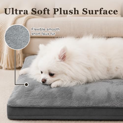 NUPIDA Waterproof Small Dog Bed for Crate with Washable Cover, 23x17, Grey - Image 2
