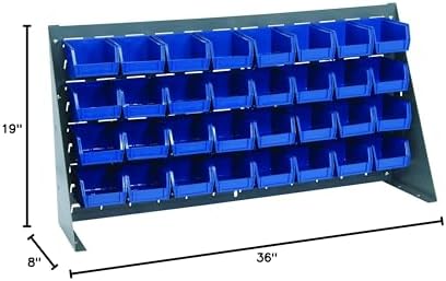 Quantum Storage Systems QBR-3619-210-32BL Ultra Bin Complete Bench Rack Package with 32 Ultra Bins, 36" x 8" x 19" , Blue - Image 2