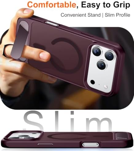 Temdan Magnetic for iPhone 18 Pro Case/iPhone 17 Pro Case Stand Dark Cherry - Image 7