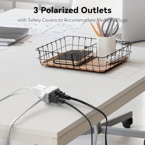 BN-LINK 6 ft 3 Outlet Indoor Extension Cord 16/2 SPT-2, 2 Pack White, 2 Prong Polarized Plug, Household Power Cord for Home, Office, and Holiday Decorations - Image 3