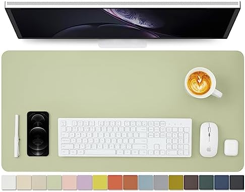 Leather Desk Mat - Non-Slip PU Pad for Office and Home - Organization Accessory - Ideal for Large Mouse Pads (Light Green, 31.5" x 15.7") by HOMIEAZICOZI