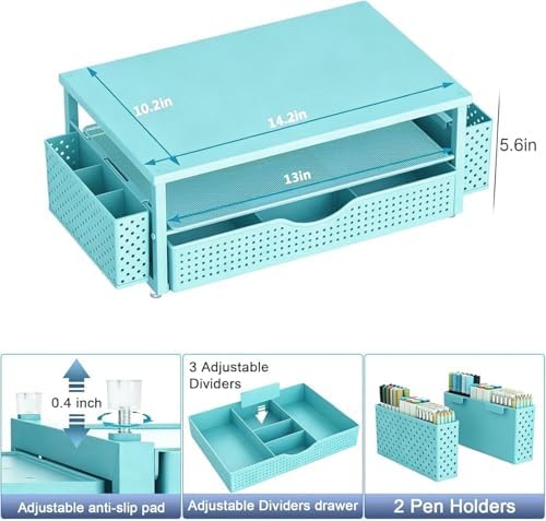 Spacrea Desk Organizers and Accessories, Printer Stand with Storage, Blue - Image 5
