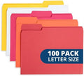 Blue Summit Supplies 100 File Folders, Letter Size, 1/3 Cut, Warm Colors by BlueSummitSupplies