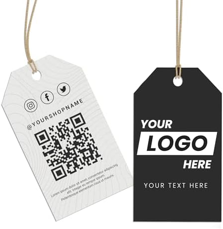 100 Pcs Personalized Hang Tags for Business - Custom Tags with Logo & Text - Customized HangTags for Handmade Items Wedding Business Use Clothing Tag Price Tag Jewelry Labels by Cusmiz