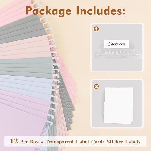 Zzrywuty Hanging File Folders Letter Size, 12-Pack Hanging File Folder with 1/5-Cut Tabs, Pastel File Folders Hanging Organizers for Filing Cabinet, Bulky Files & Medical Charts - Image 7