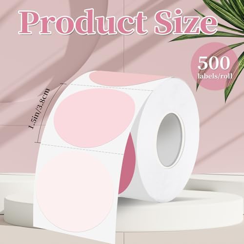 1.5 inch Round Thermal Label,Pink Thermal Sticker Labels,Direct Thermal Printer Label for DIY Logo Design,Thanks Card,500 Labels/1 Roll - Image 2