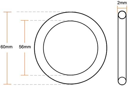uxcell Silicone O-Rings, 60mm OD 56mm ID 2mm Width VMQ Seal Gasket for Compressor Valves Pipe Repair, White, Pack of 5 - Image 2