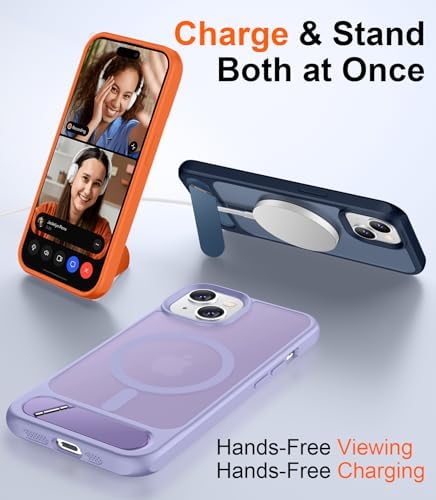 Temdan Magnetic Compatible with iPhone 14 Case/iPhone 13 Case,[Built-in Invisible Kickstand][Compatible with MagSafe][Military Grade Shockproof] Slim Translucent Matte Phone Case for iPhone 14/13 6.1" - Image 3