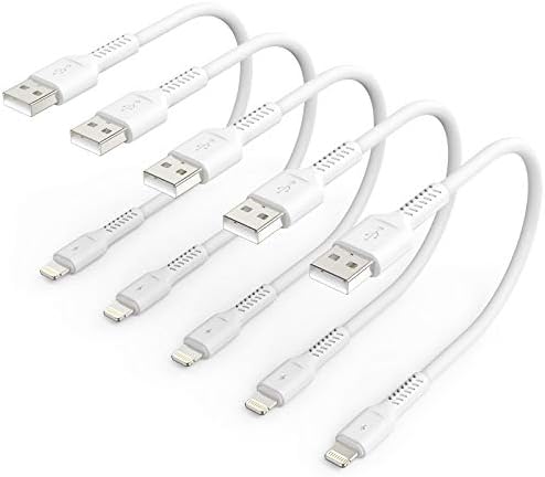 1ft iPhone Charge Cable Short, 5Pack USB to Lightning Cord for Fast Charging Stations 1 Foot Compatible with Apple iPhone 12 11 Pro Max Xs 8 7 6 5 Plus, iPad Air/Mini by ULIFTUS