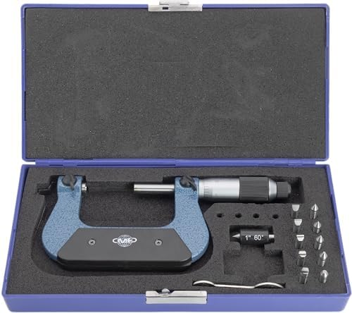 CME 13 pc Thread Micrometer Set, 1" to 2" Range, Includes Interchangeable Anvils for Multiple Thread Pitches by CMETools