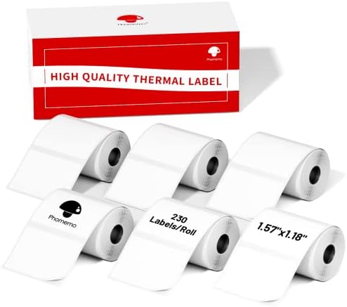 Phomemo Labels 6 Rolls,1.57"x1.18", Use for M110/M100/M220/M108, 1380 PCS by Phomemo