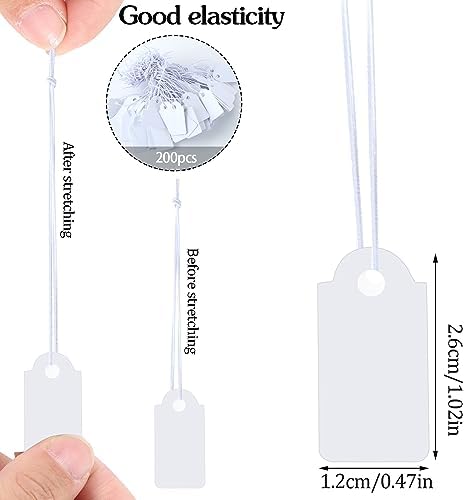 200 Pcs Small Price Tags Paper Tags with Elastic String 1.02×0.47 Inch - Image 2