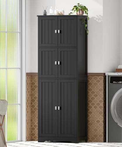Tall Bathroom Storage Cabinet, 63" H Linen Floor Cabinet - Image 5