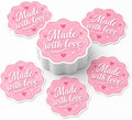 60pcs Made with Love Stickers, Pink Handmade Small Business Packaging Labels, Boutique Product Seal Stickers for Orders, Round Thank You Branding Stickers 2 Inch by BOZENTIM