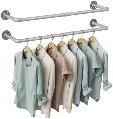 OROPY 38.4" Industrial Pipe Clothes Rack Wall Mounted, Heavy Duty, 2 Pack by OROPY