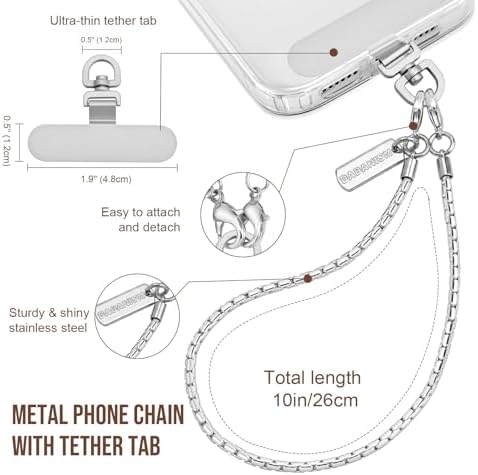 Dadanism Phone Wrist Strap Metal Phone Chain Wristlet Strap, Silver - Image 3