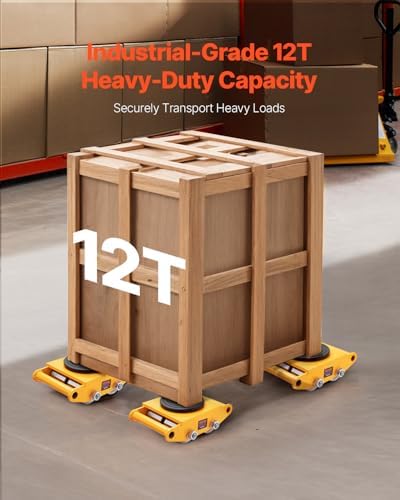 VEVOR 4PCS Skate Dolly, 26455LBS/12T Industrial Mover, Heavy Duty Carbon Steel Machinery Moving Skate & 4 Carbon Steel Wheels and 360 Rotation Non-Slip Cap for Warehouse, Factory - Image 2