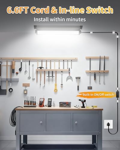 40W LED Shop Lights, 5400LM Plug in Garage Light, 6000K Daylight, 4 Pack - Image 4