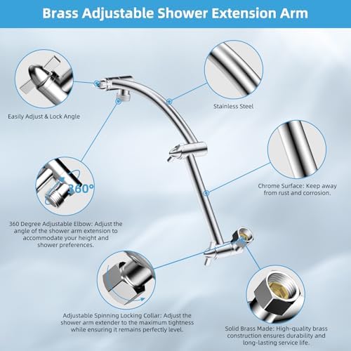 Hibbent 10'' Filtered Rain Shower Head with 16'' Extension Arm, Chrome - Image 4