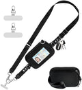 Tiostep Clip and Go Strap for Phone with Wallet Crossbody Phone Lanyard Adjustable and Detachable RFID Wristlet Wallet with ID Window and Zippered, Black by Tiostep